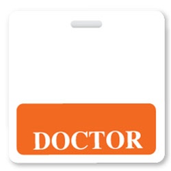 Horizontal Orange "DOCTOR" Badge Buddies (25/Pack)