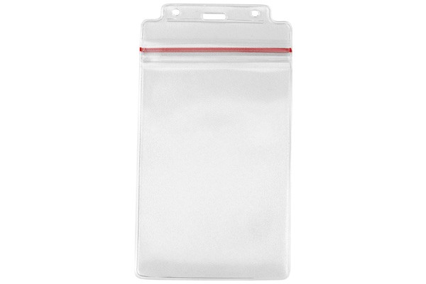 Clear Vinyl Vertical Badge Holder with Resealable Top Box of 100, 3.75" x 6.5"