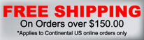 Free shipping on all orders over $150.00.
